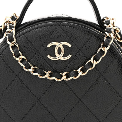 Chanel Caviar Quilted Round Handle With Care Vanity With Chain Black 8 of 11