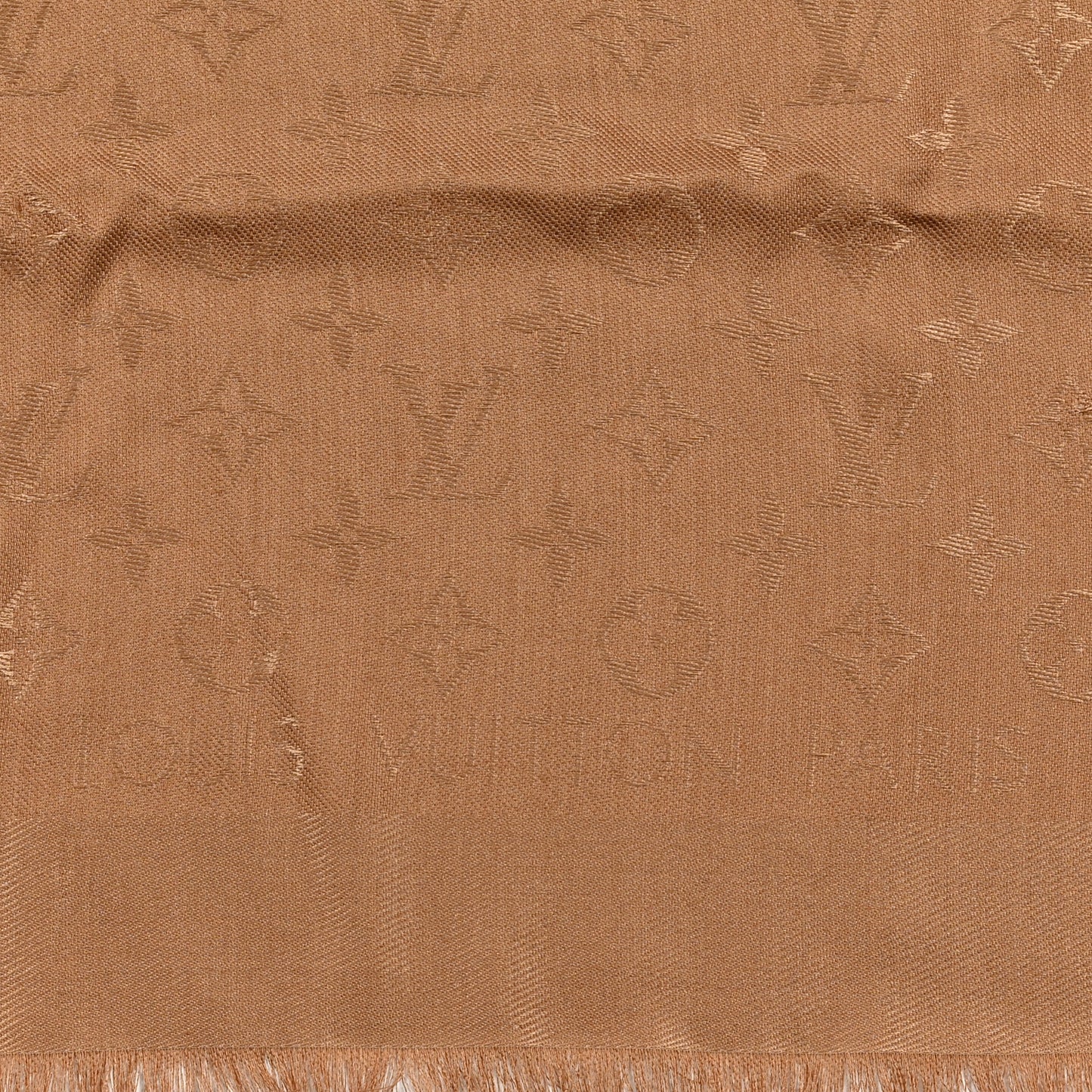 Silk Wool Monogram Shine Shawl Caramel