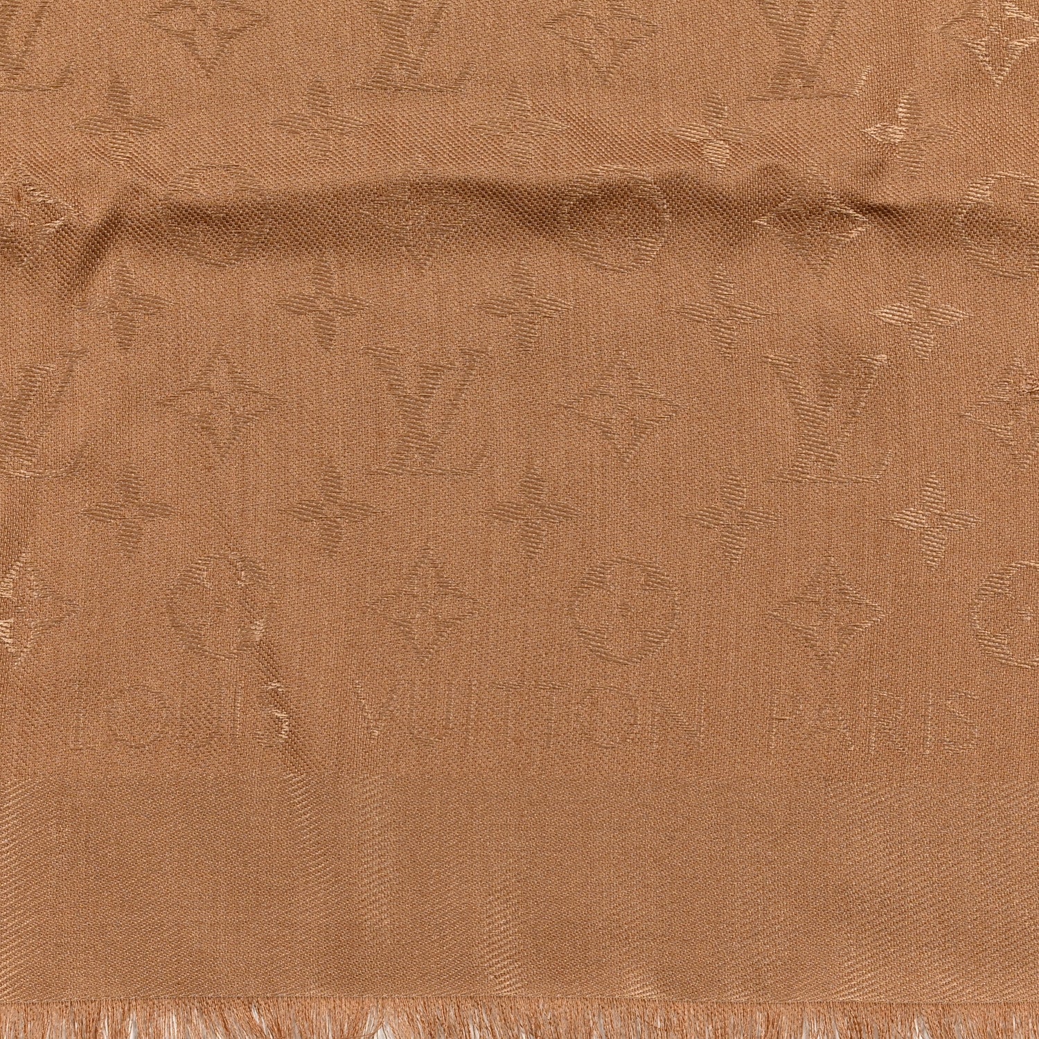 Louis Vuitton Silk Wool Monogram Shine Shawl Caramel 2 of 4