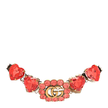 Gucci Metal Crystal Heart Choker Necklace Red Gold 3 of 4