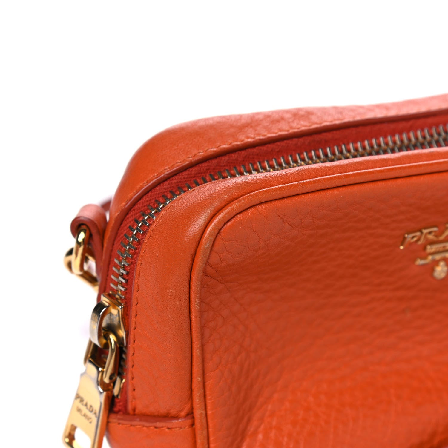 Prada Vitello Daino Mini Camera Crossbody Papaya 15 of 17