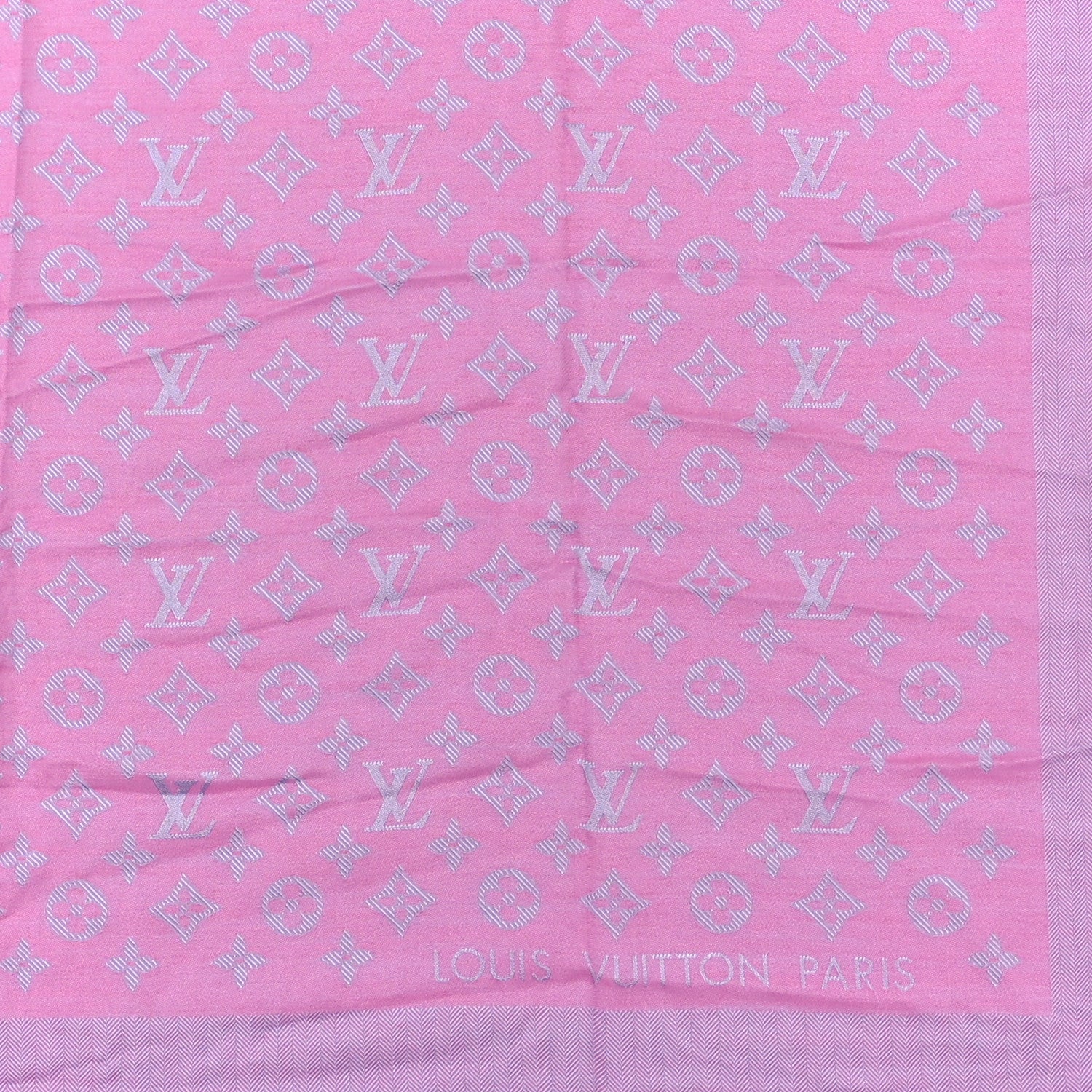 Louis Vuitton Silk Cashmere Monogram My Everything Shawl Blue Pink 2 of 3