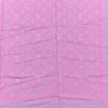 Louis Vuitton Silk Cashmere Monogram My Everything Shawl Blue Pink 2 of 3