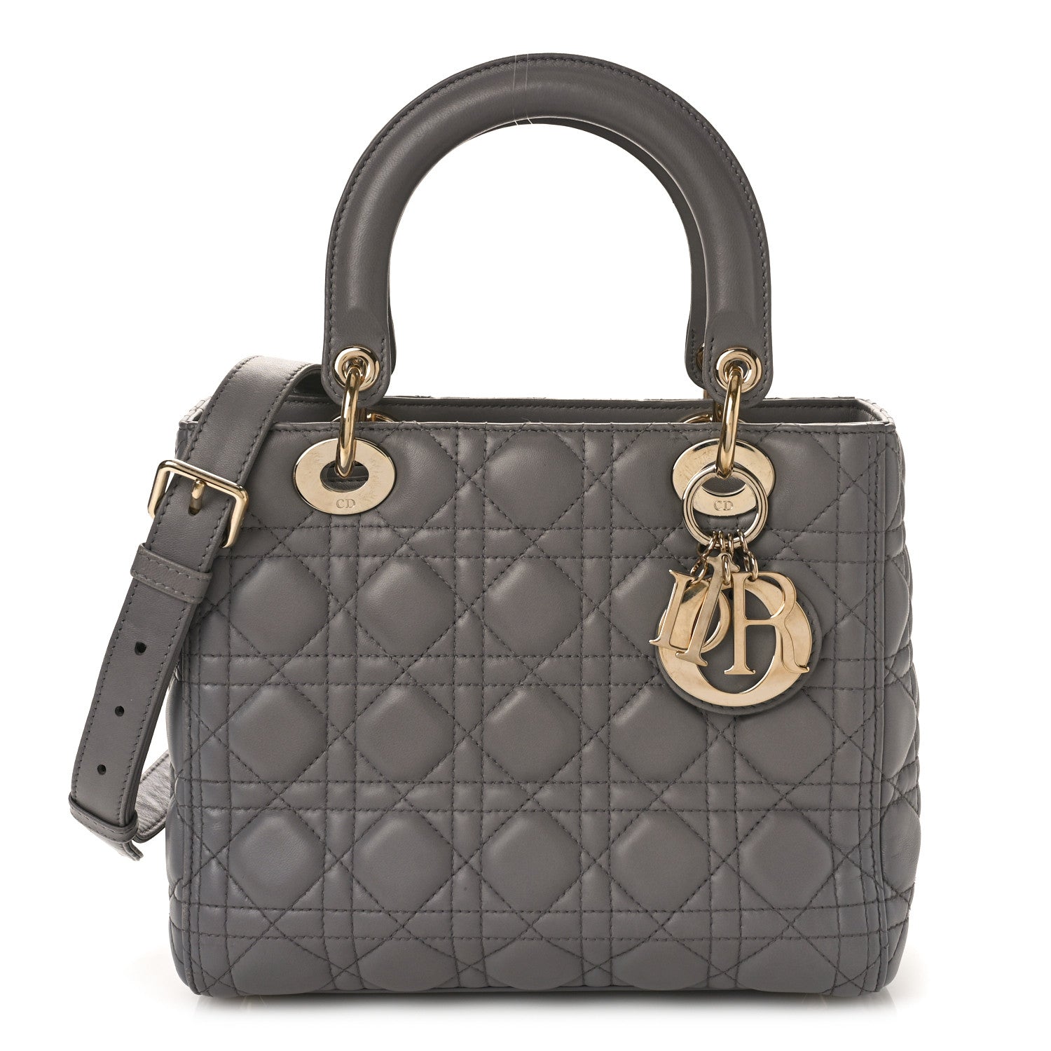 Christian Dior Lambskin Cannage Medium Lady Dior Grey 1 of 9