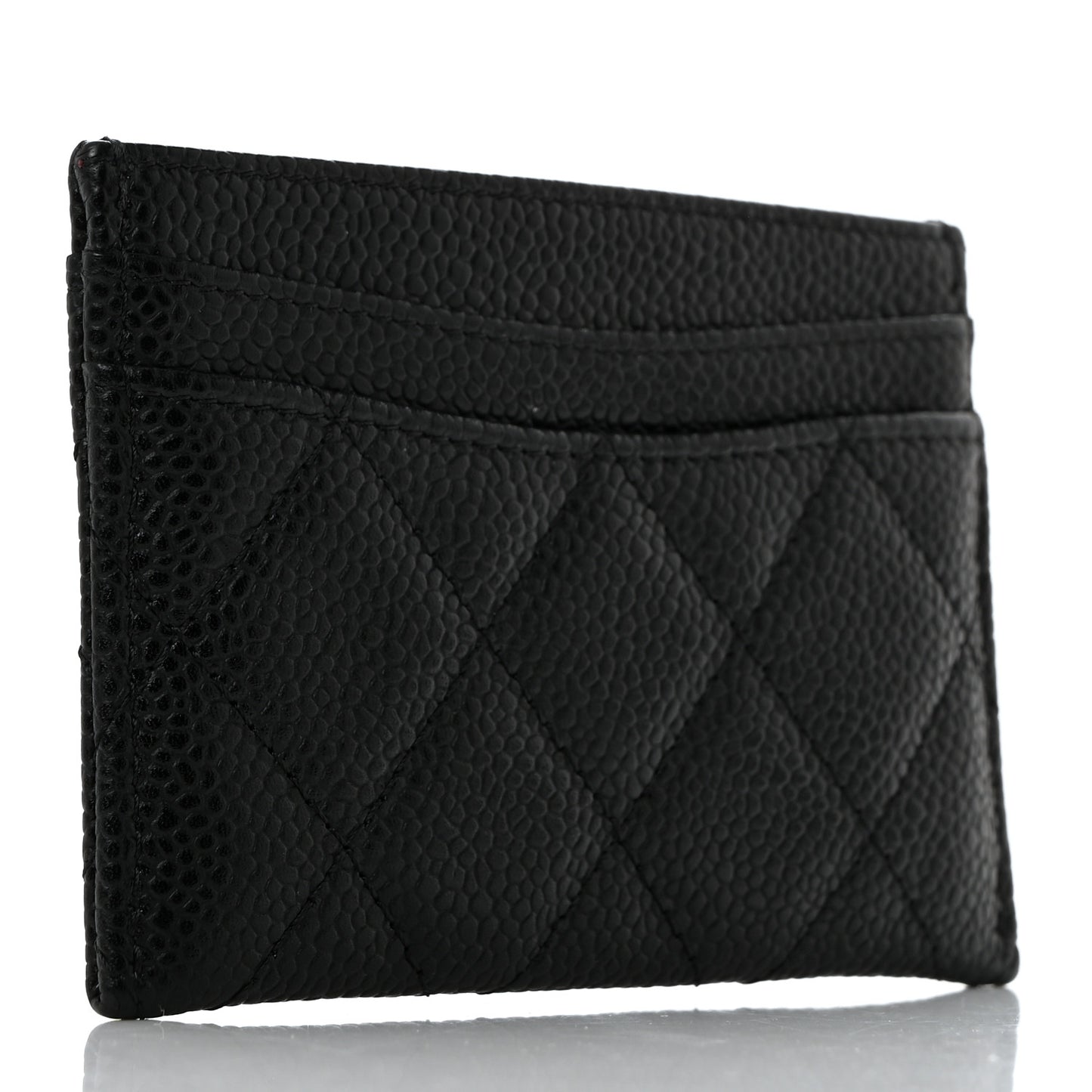 Caviar Quilted Card Holder Black