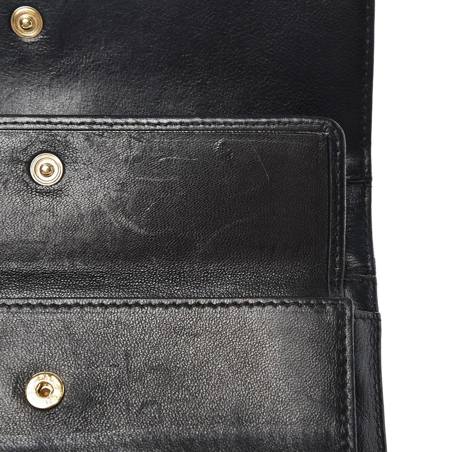 Lambskin Embossed Camellia Flap Wallet Black