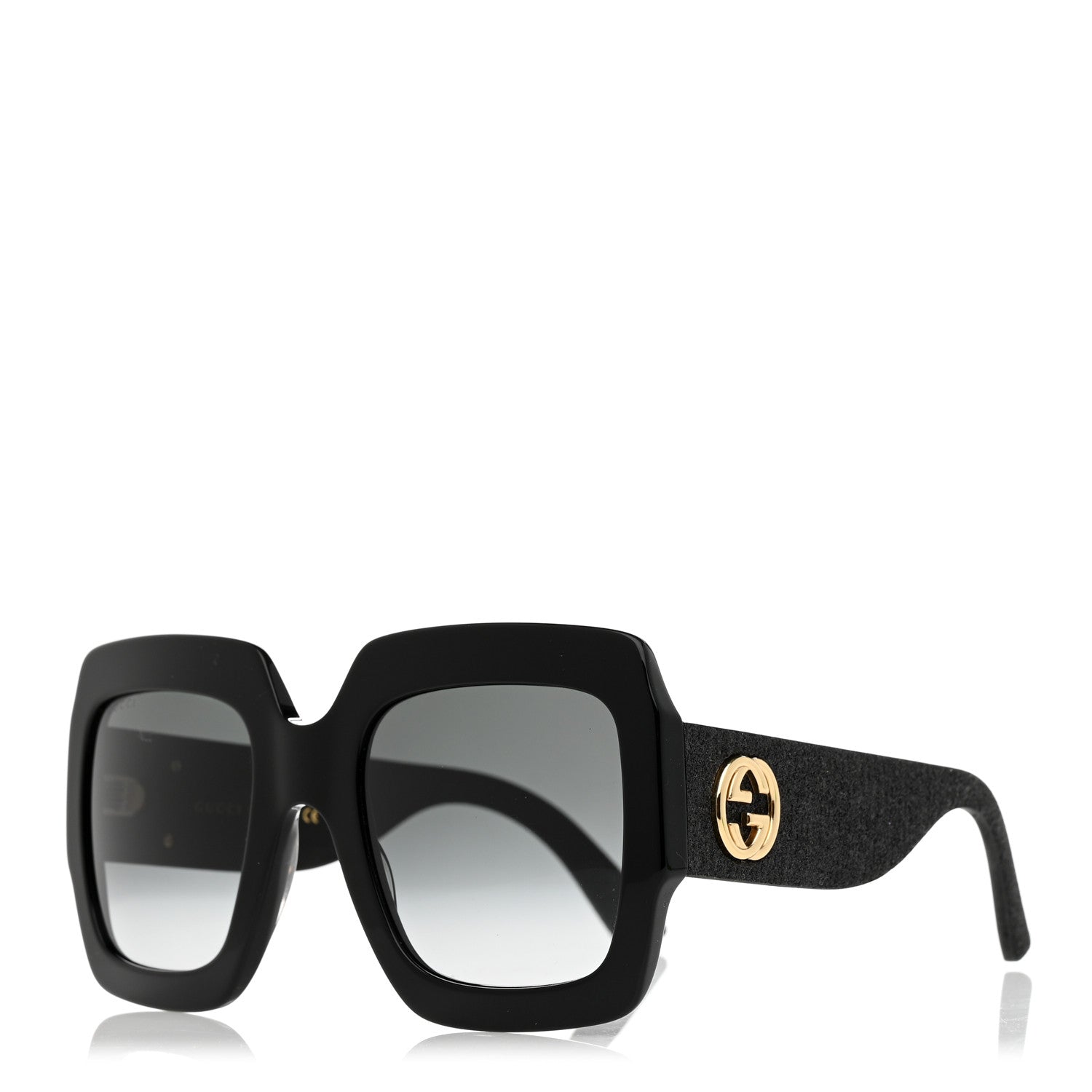 Gucci Square Frame Glitter GG0102S Sunglasses Black 1 of 8