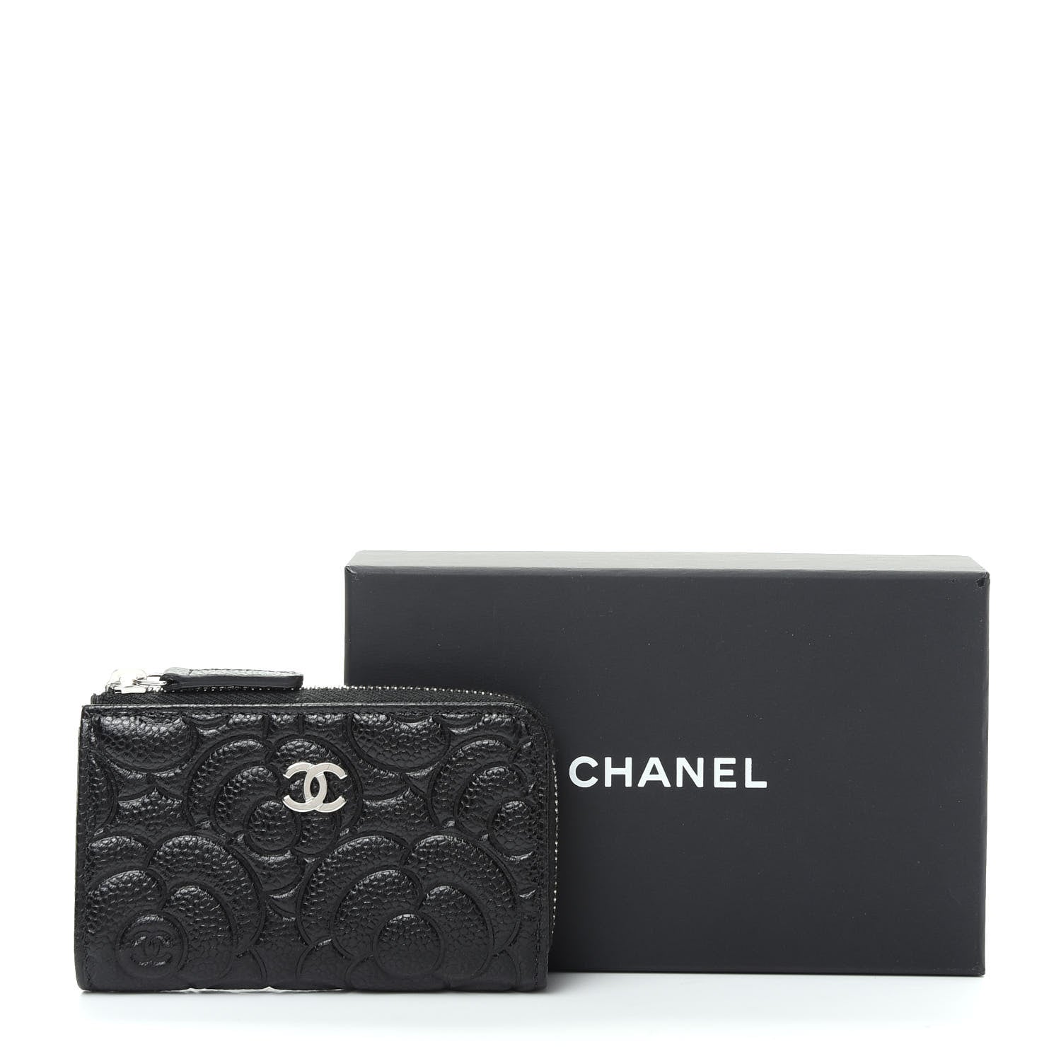 Chanel Caviar Camellia Embossed Key Holder Case Black 8 of 8