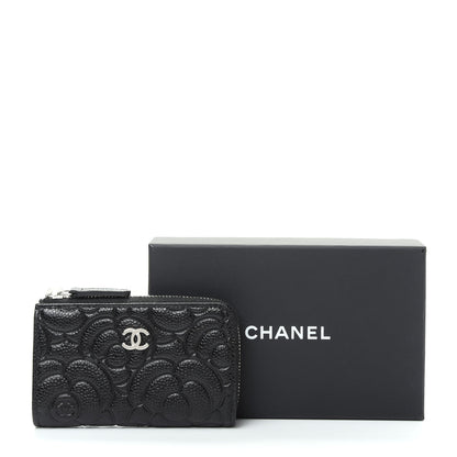 Chanel Caviar Camellia Embossed Key Holder Case Black 8 of 8