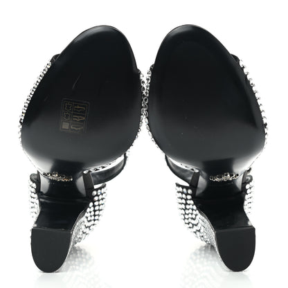 Prada Satin Crystal Ankle Wrap 105mm Sandals 39 Cristal 6 of 8