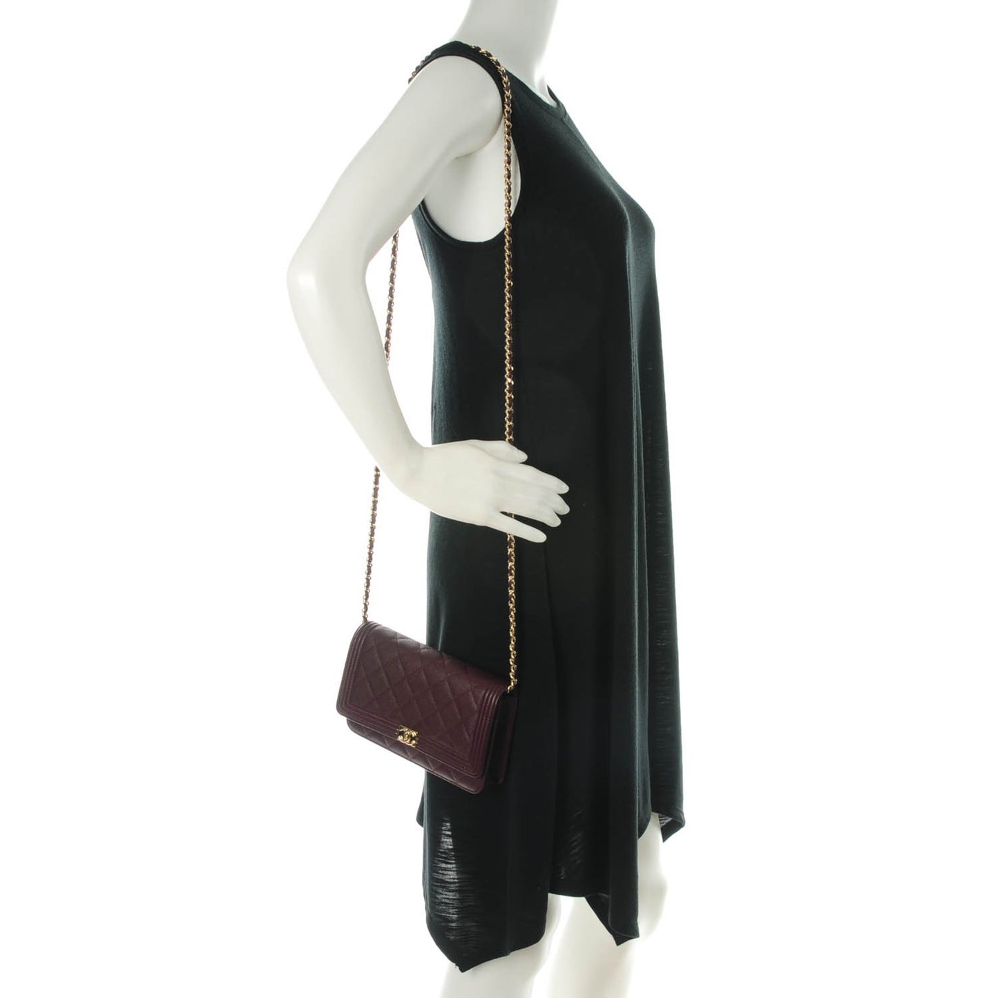 Caviar Quilted Boy Wallet On Chain WOC Dark Purple