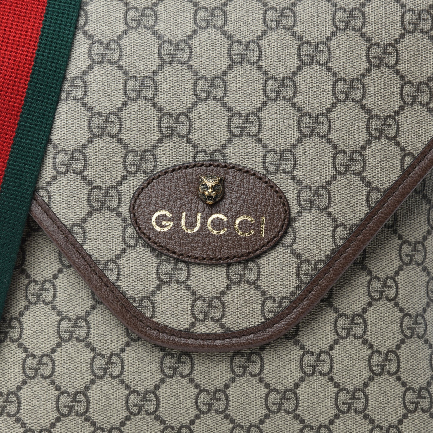 GG Supreme Monogram Web Medium Neo Vintage Flap Messenger Bag Beige New Acero