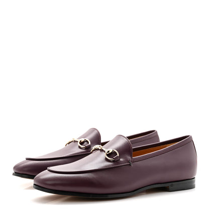 Gucci Real Betis Glamour Calfskin Womens Jordaan Horsebit Loafers 38 Shiny Vineyard 4 of 10