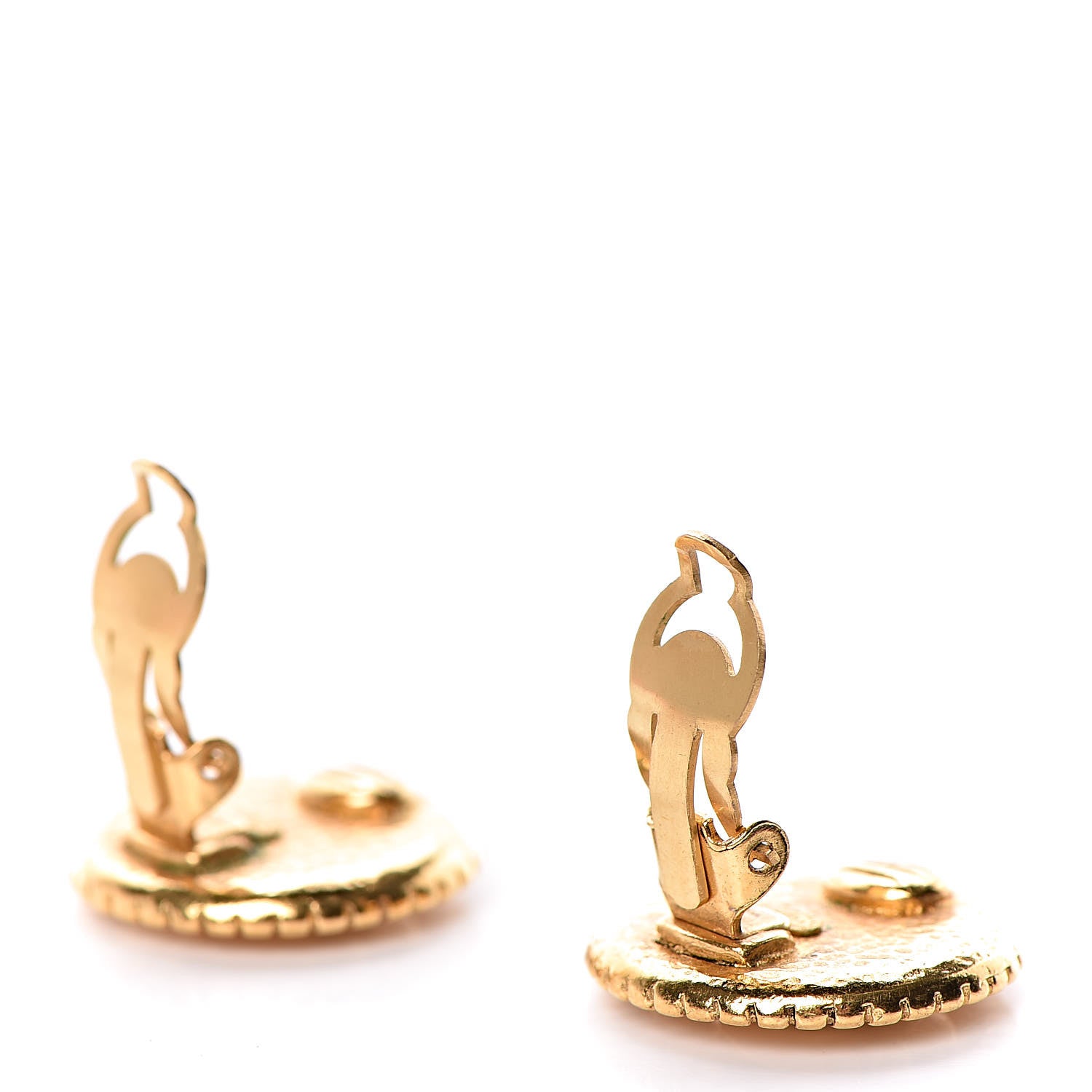 Chanel CC Button Clip On Earrings Gold 4 of 5