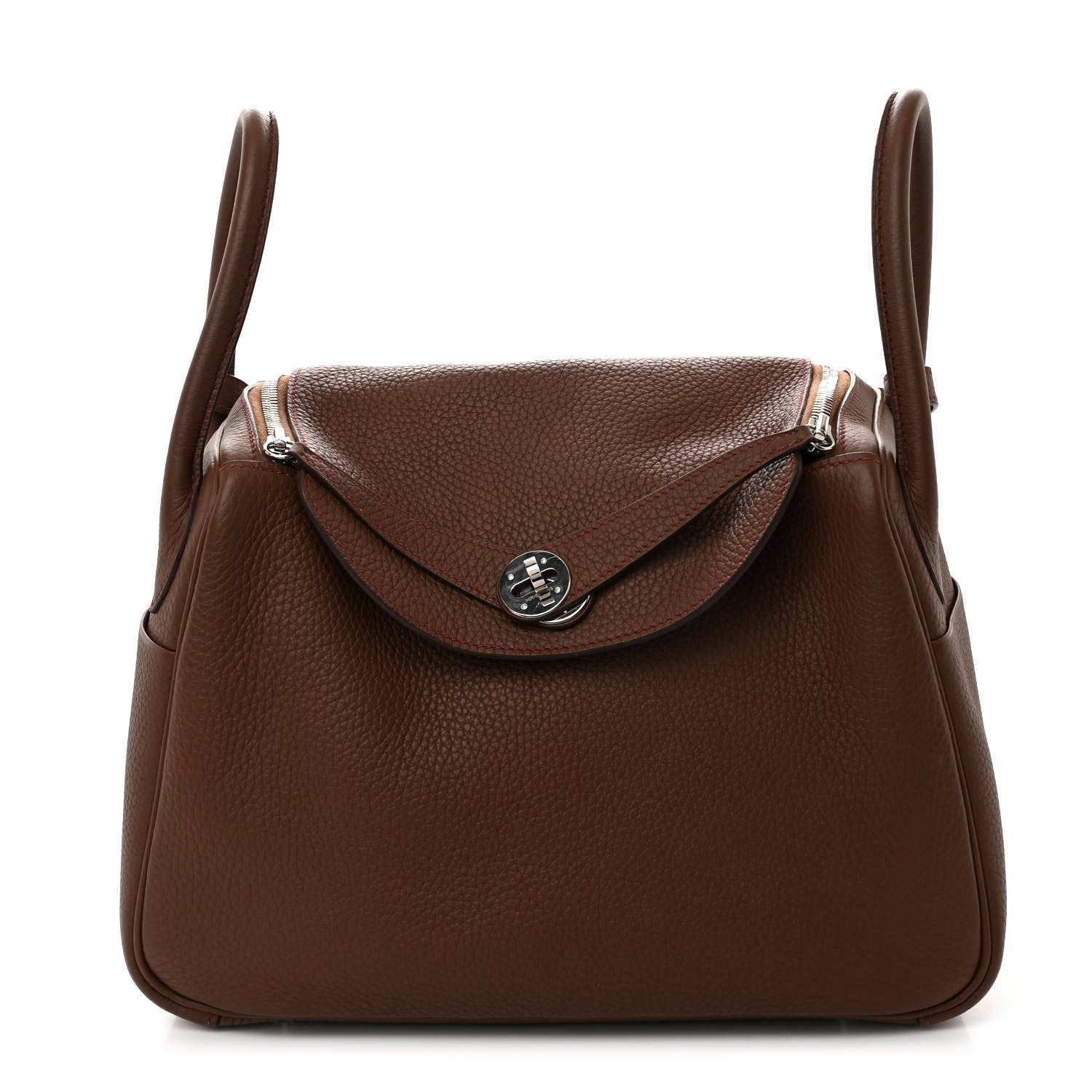 Hermes Taurillon Clemence Eclat Lindy 30 Marron D'Inde Rouge H 1 of 10
