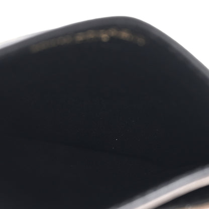 Saint Laurent Metallic Grain De Poudre Matelasse Chevron Monogram Credit Card Case Piombo 5 of 9