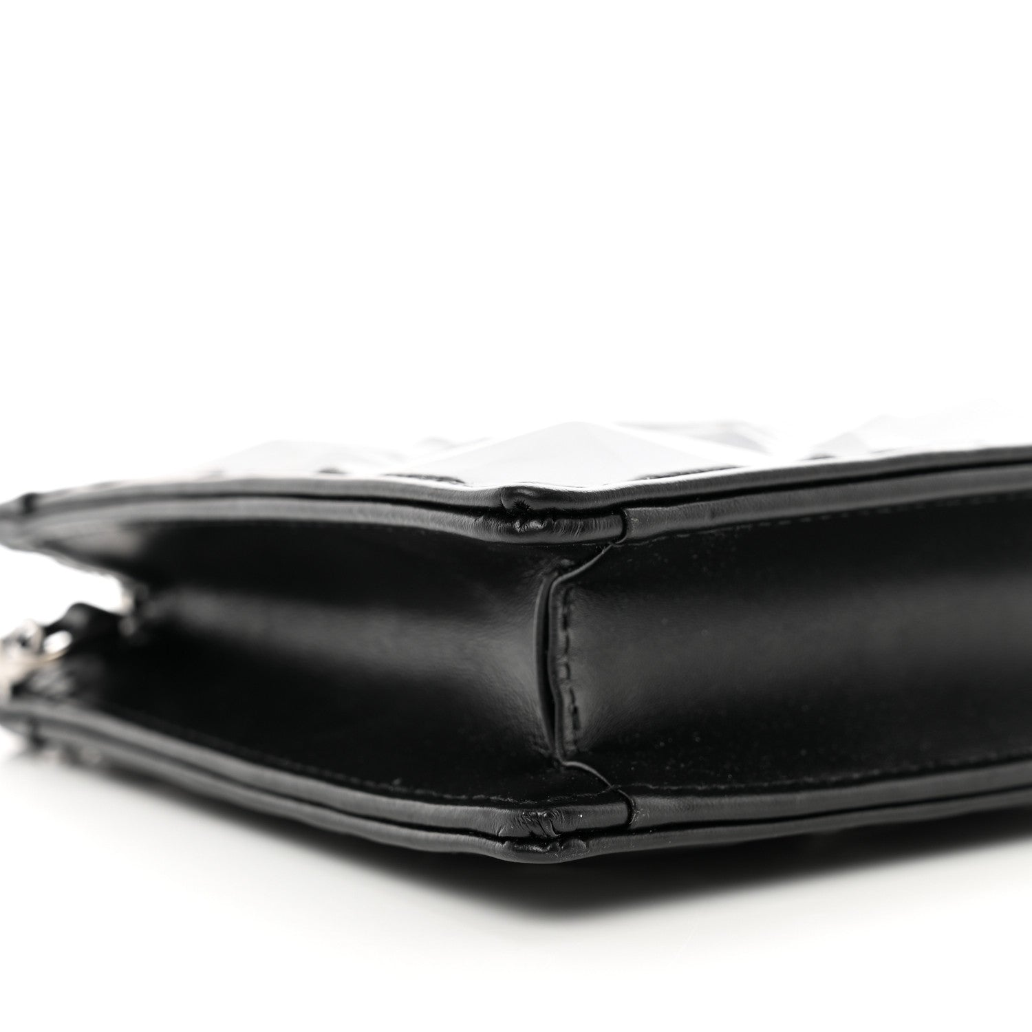 Christian Dior Calfskin Macrocannage Diamond Caro Zipped Pouch With Chain Black 8 of 9