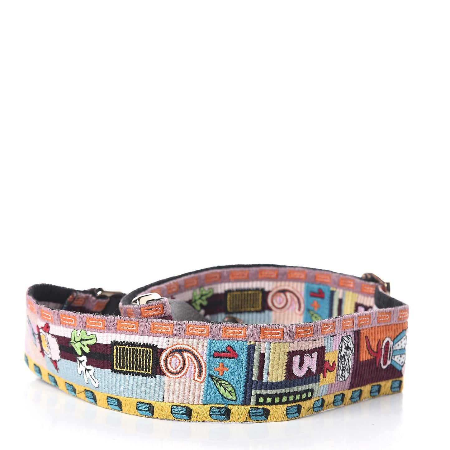 Canvas Embroidered Rockstud Guitar Strap Multicolor