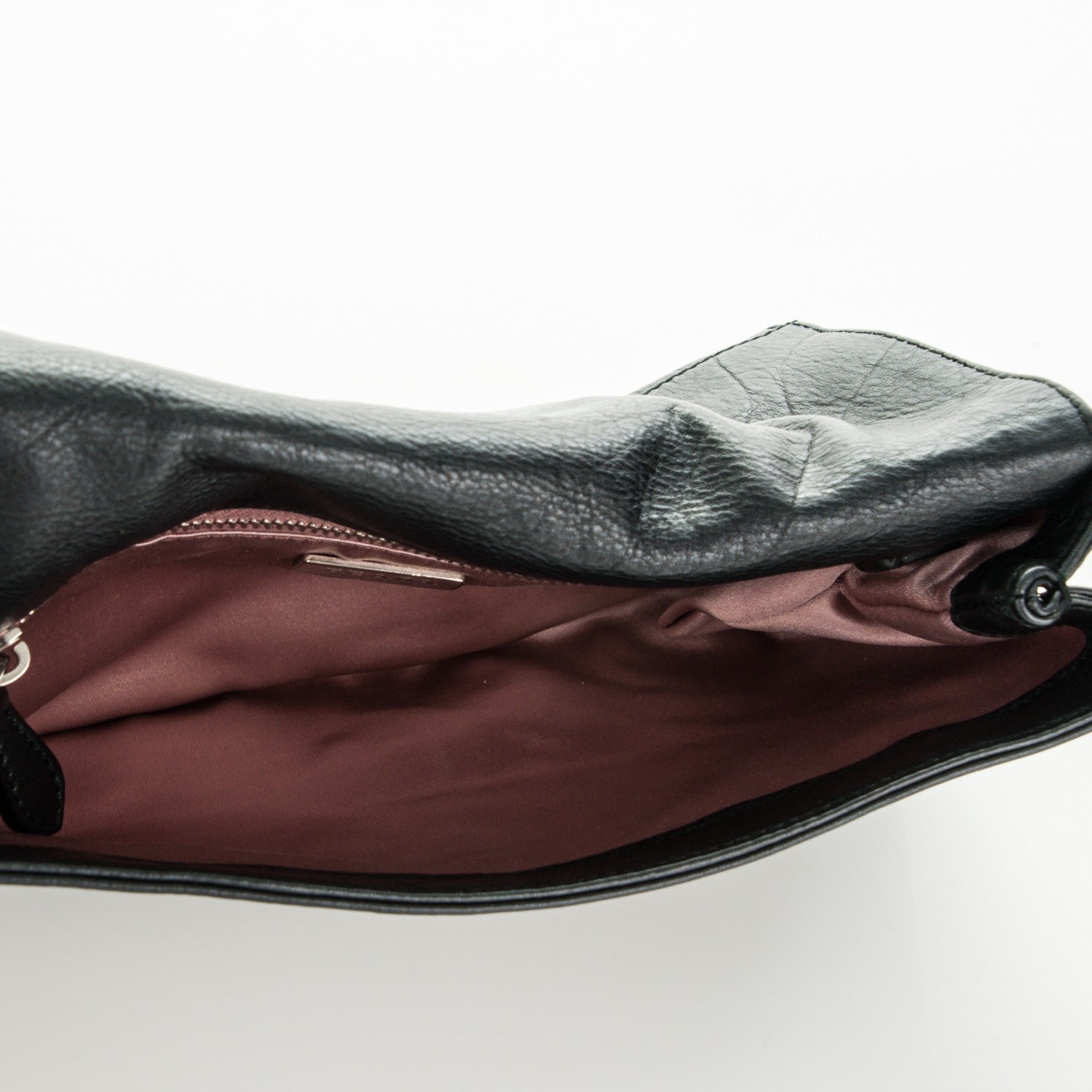 Prada Metallic Soft Calf Fold Over Clutch Nero Black 5 of 6