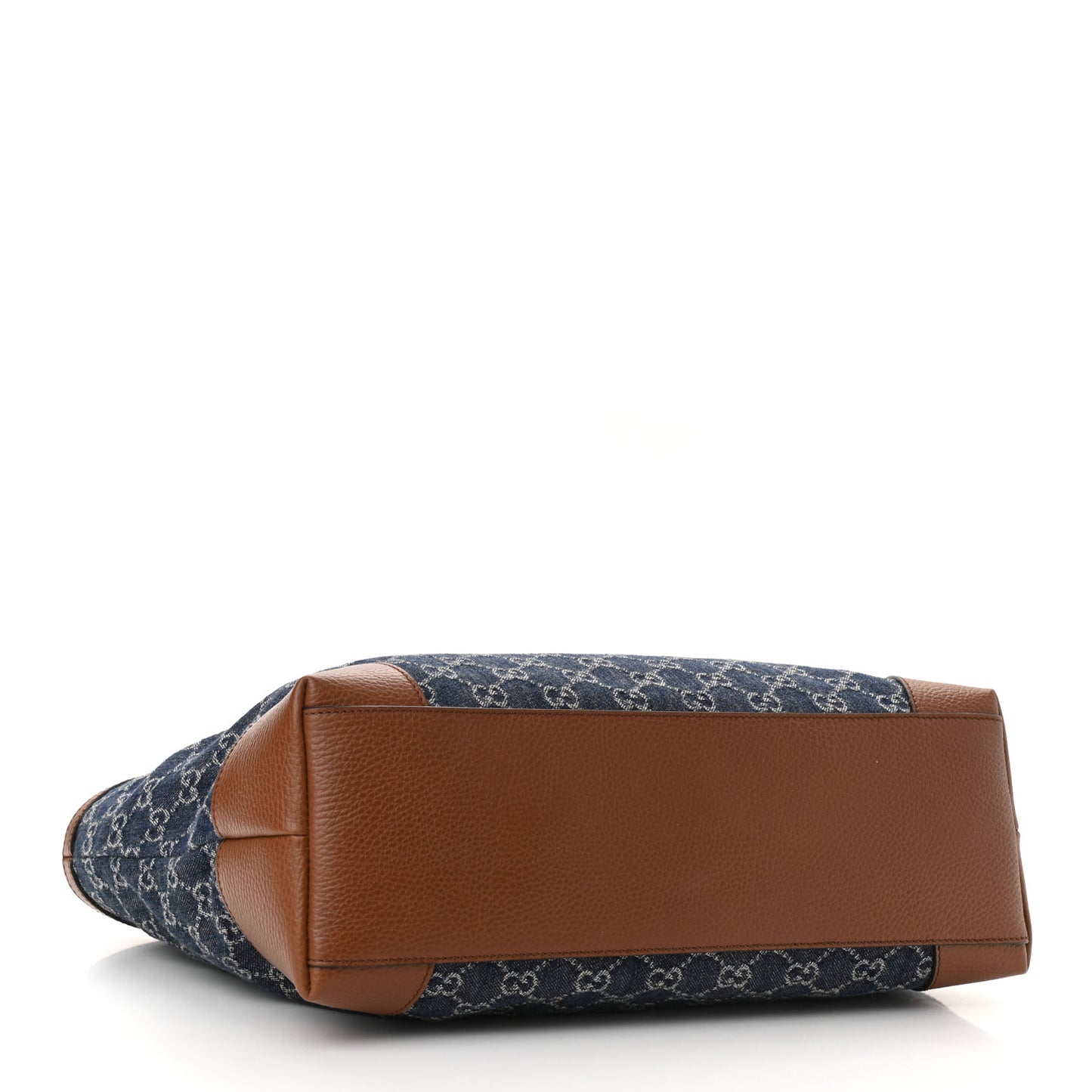 New Denim GG Monogram Medium Ophidia Shopping Tote Blue Tea Cuir