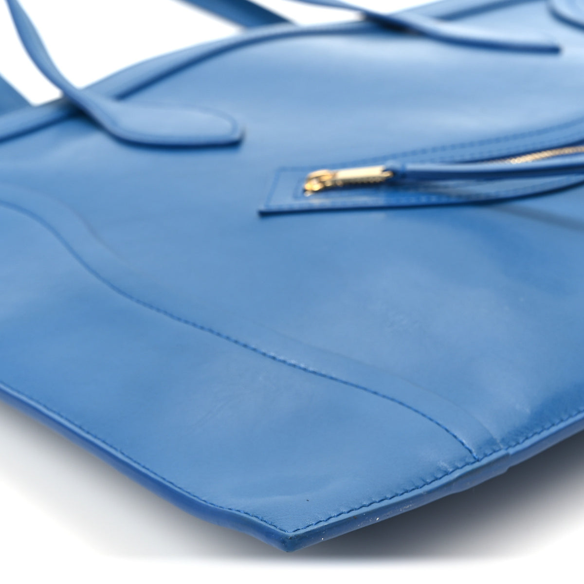 Celine Glossy Calfskin Flat Luggage Shoulder Bag Ultra Blue 7 of 9