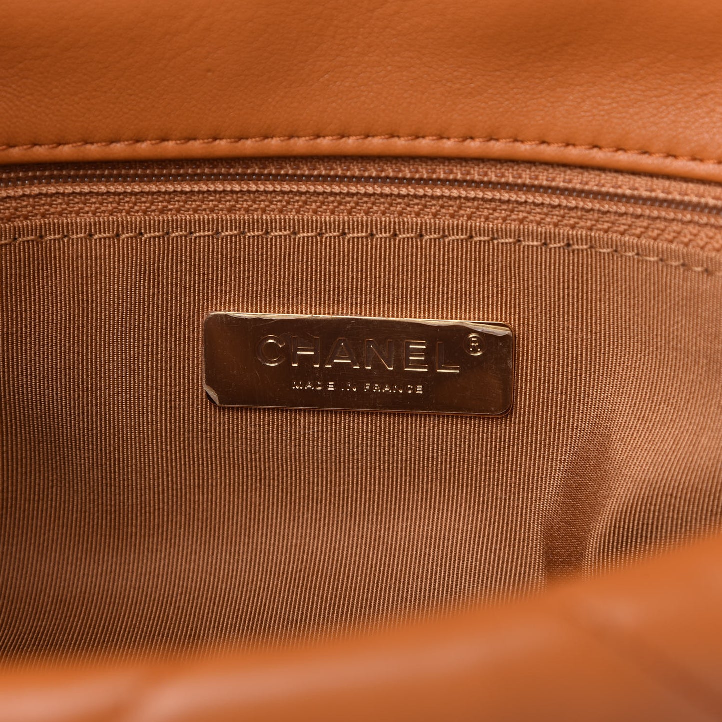Lambskin Quilted Medium Chanel 19 Flap Light Brown