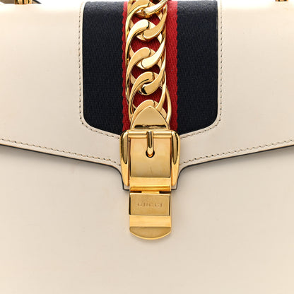 Gucci Calfskin Web Medium Sylvie Top Handle Bag White 8 of 15