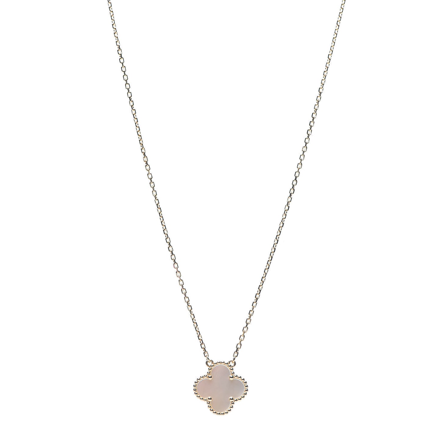 18K Yellow Gold Mother of Pearl Vintage Alhambra Pendant Necklace