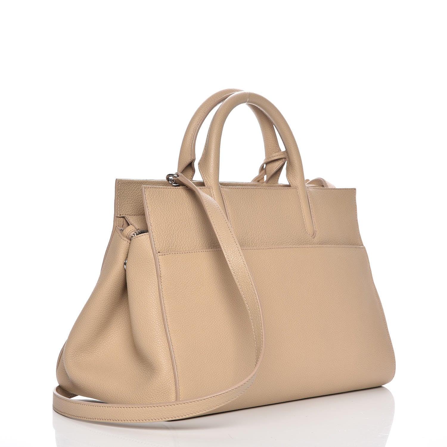 Saint Laurent Grained Calfskin Small Rive Gauche Dark Beige 5 of 9