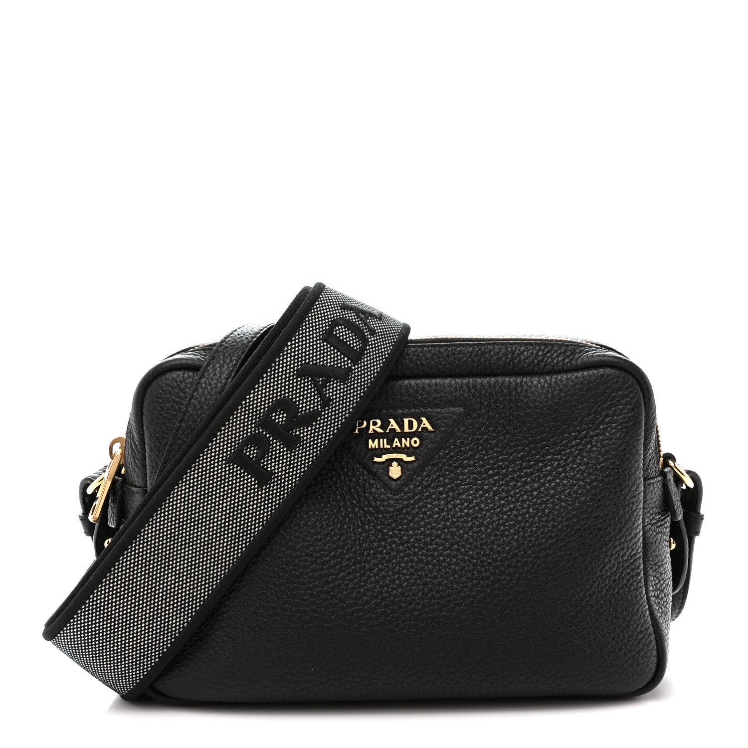 Prada Vitello Daino Soft Medium Double Zip Shoulder Bag Black 1 of 13