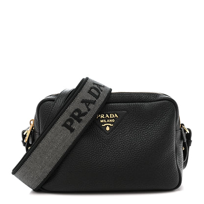 Prada Vitello Daino Soft Medium Double Zip Shoulder Bag Black 1 of 13