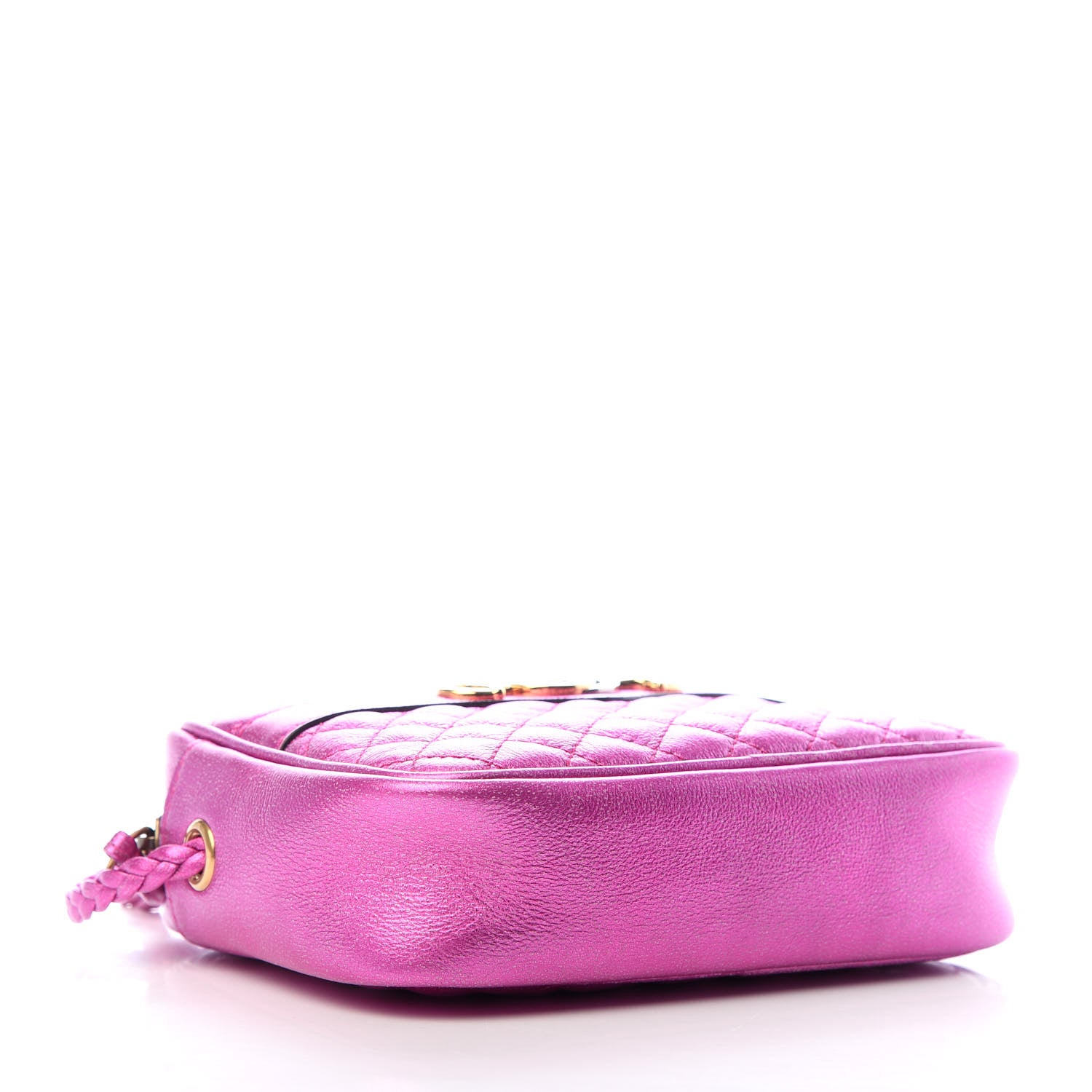 Gucci Laminated Nappa Trapuntata Mini Zumi Shoulder Bag Fuxia 4 of 9