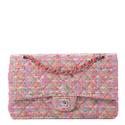 Chanel Tweed Quilted Medium Double Flap Pink 1 of 12