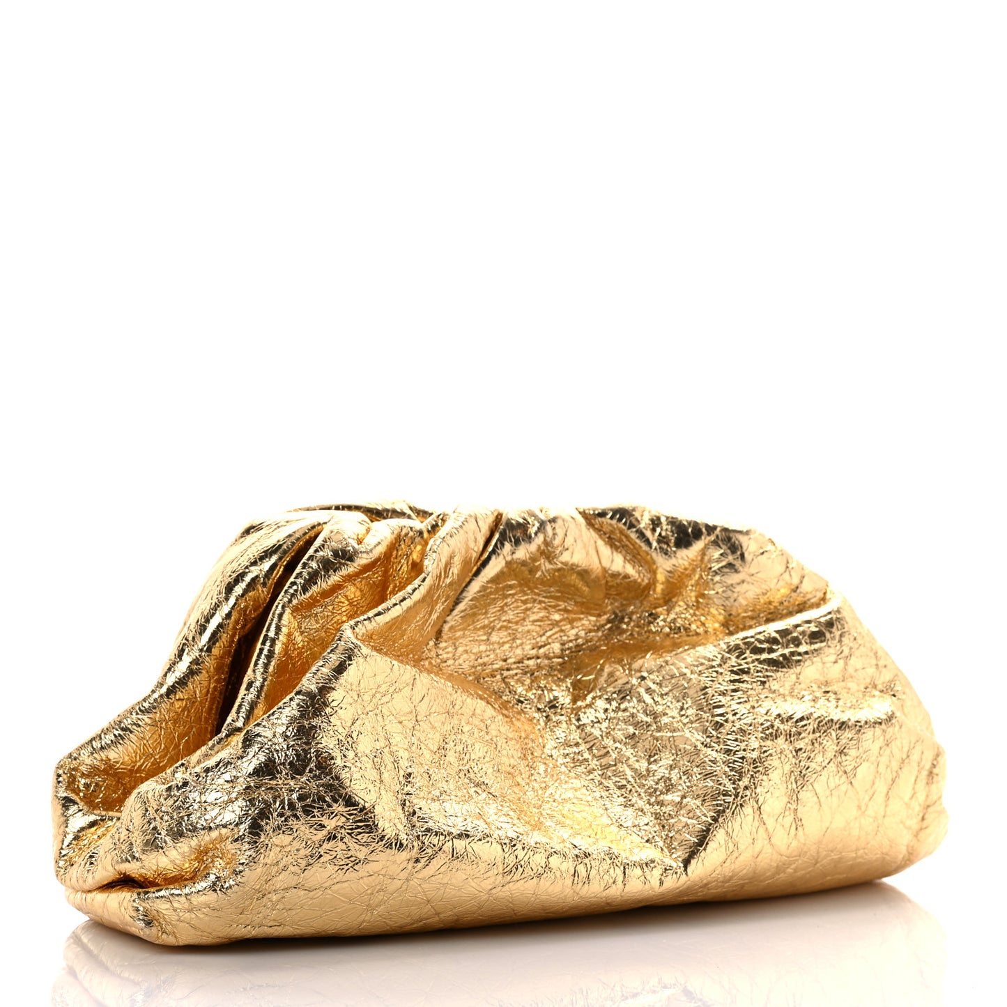 Metallic Crinkled Lambskin The Pouch Oversized Clutch Oro