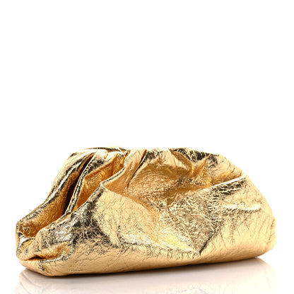 Bottega Veneta Metallic Crinkled Lambskin The Pouch Oversized Clutch Oro 4 of 13