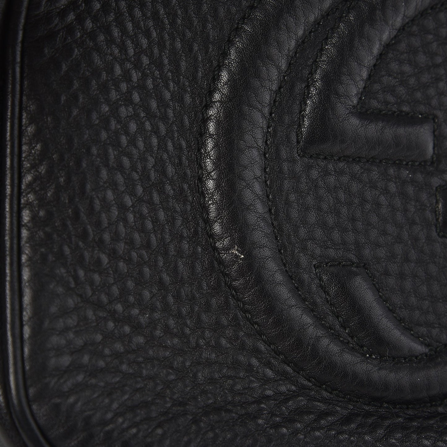 Pebbled Calfskin Small Soho Disco Bag Black