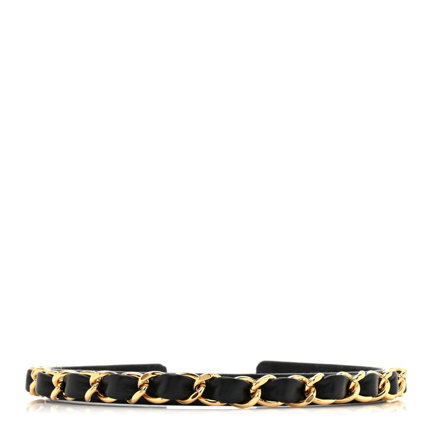 Metal Lambskin Chain CC Headband Black Gold
