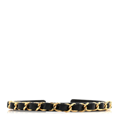 Chanel Metal Lambskin Chain CC Headband Black Gold 4 of 7