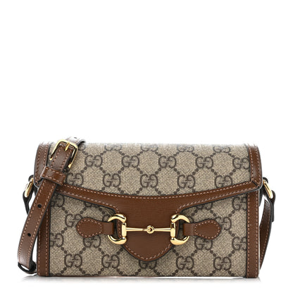 Gucci GG Supreme Monogram Mini Horsebit 1955 Shoulder Bag Beige Brown Sugar 1 of 7