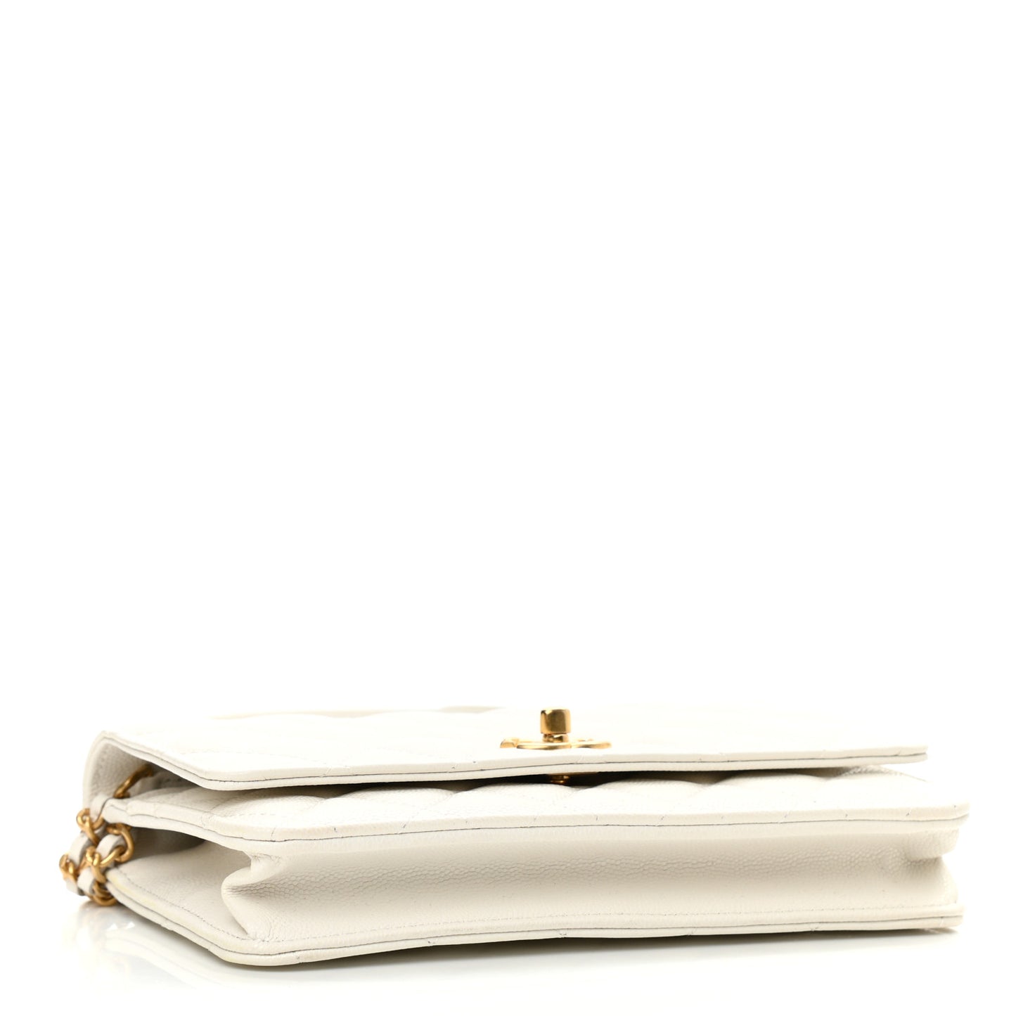 Caviar Quilted Twist Your Buttons Wallet On Chain WOC White