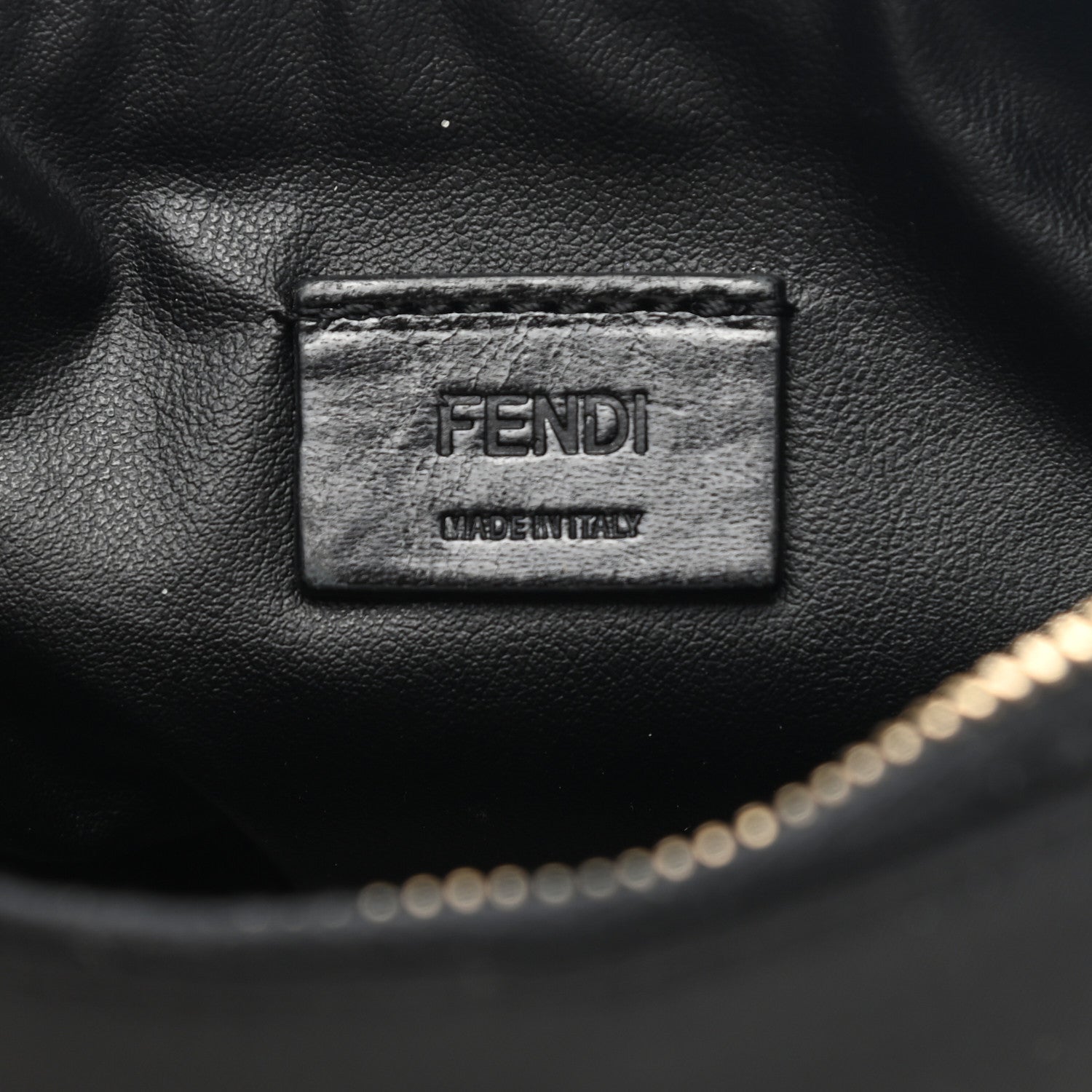 Fendi Vitello Elite Monster Eyes Zip Pouch Black Yellow 7 of 9
