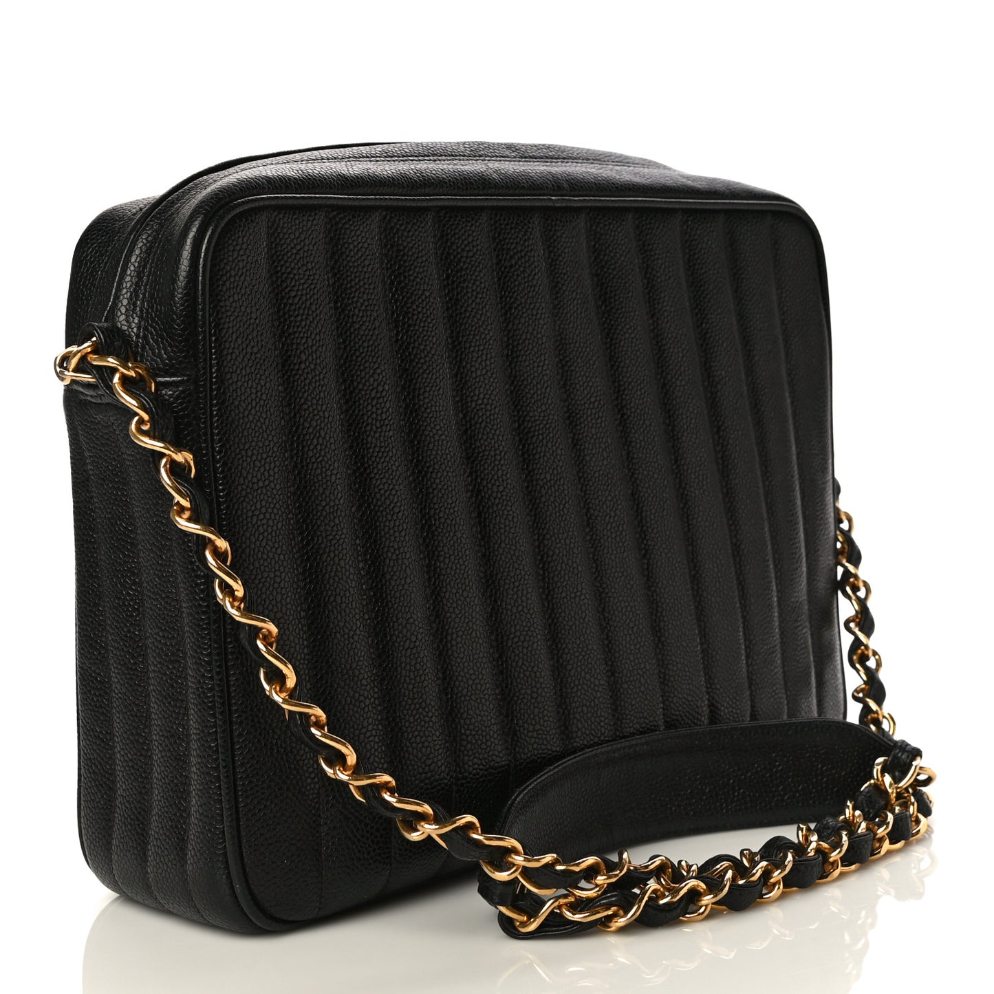 Caviar Vertical Quilted Camera Bag Black
