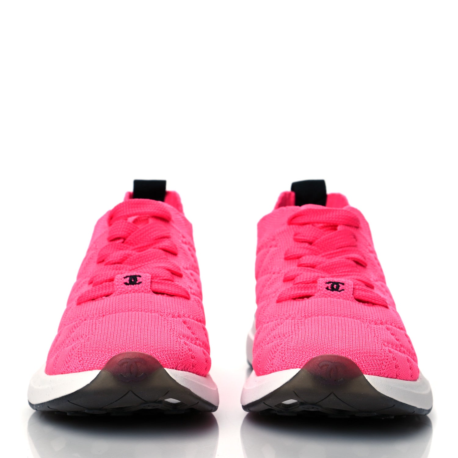 Chanel Mixed Fibers Quilted Womens CC Sneakers 36 Bright Pink 2 of 9