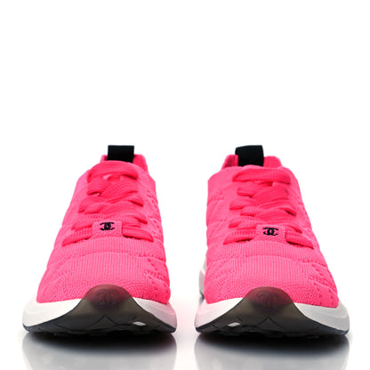 Chanel Mixed Fibers Quilted Womens CC Sneakers 36 Bright Pink 2 of 9