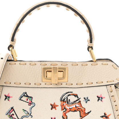 Fendi Canvas Cuoio Romano Selleria Astrology Mini Peekaboo Iconic Satchel Camelia 8 of 14