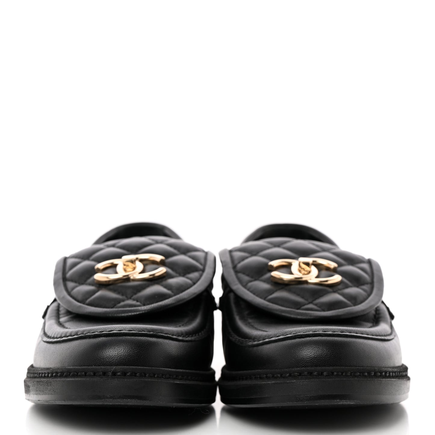 Lambskin Quilted CC Turnlock Loafers 38.5 Black