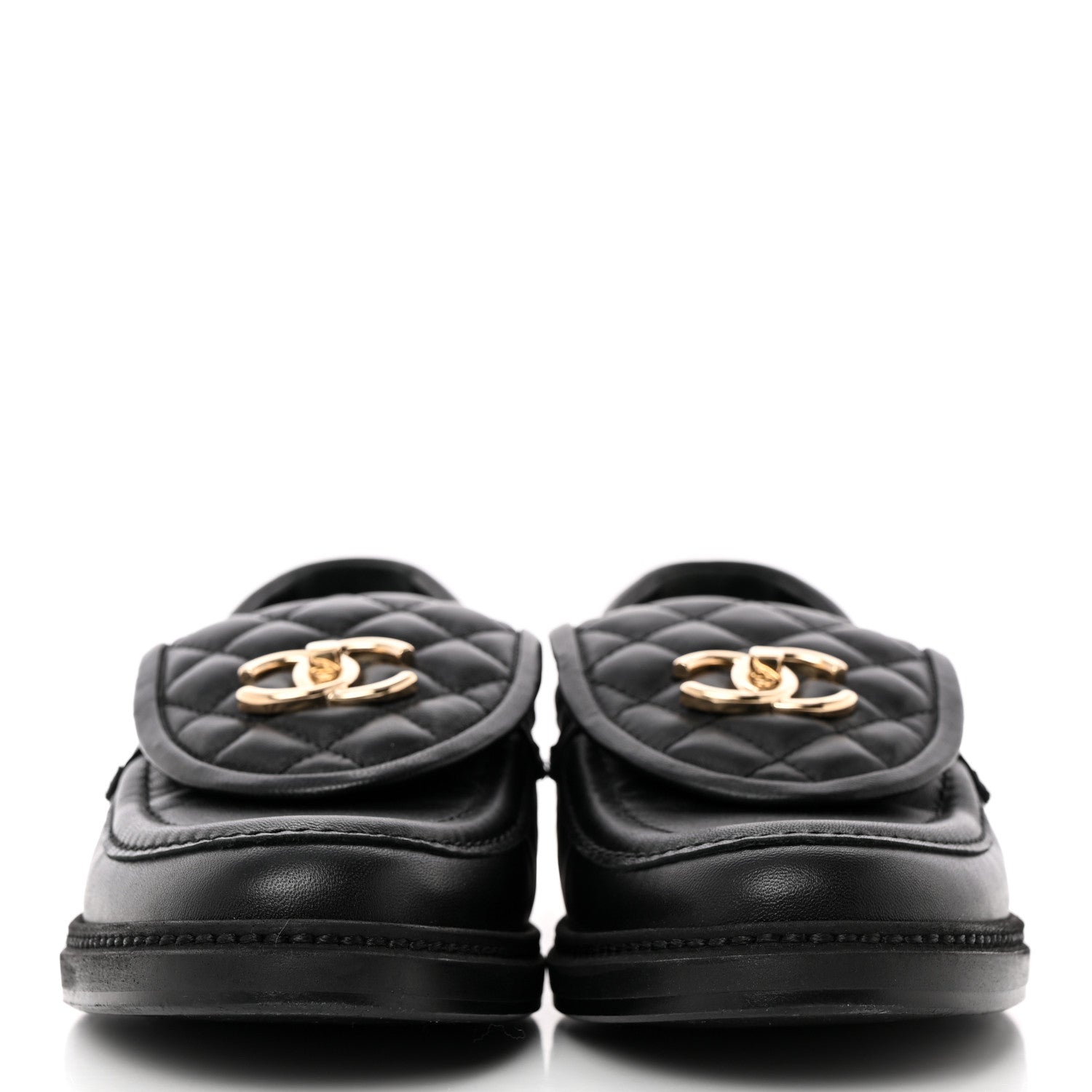 Chanel Lambskin Quilted CC Turnlock Loafers 38.5 Black 2 of 16