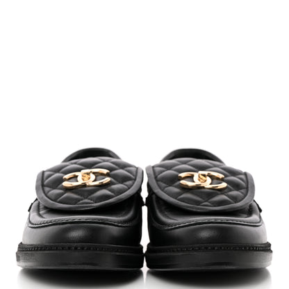 Chanel Lambskin Quilted CC Turnlock Loafers 38.5 Black 2 of 16