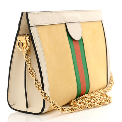 Gucci Suede Calfskin GG Web Small Ophidia Chain Shoulder Bag Burro New Mystic White 3 of 10