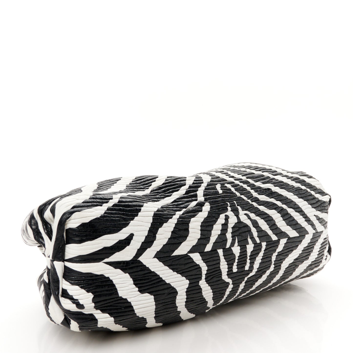 Nappa Zebra Print The Pouch Oversized Clutch White Black